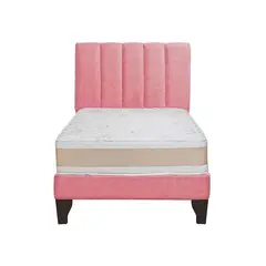 GENERICO - Cama plaza y media gris + Colchon 1.5 plazas Palo rosa