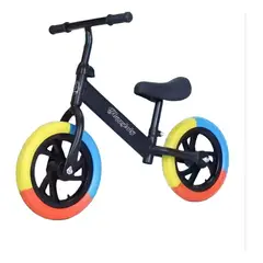 GENERICO - BICICLETA DE EQUILIBRIO SIN PEDAL RIN 12 NEGRO RUEDA MULTICOLOR MP