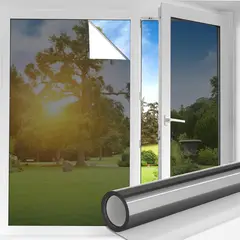 KUANGYE - Lamina Espejada Film Privacidad Vidrio Ventana 70Cmx10 M Protección Sujeción Efecto Espejo