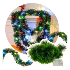 GENERICO - Guirnaldas Verdes 5m Navideño Con Luces 50led Pila Multicolor