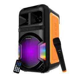 AUDIOLAB - Parlante Karaoke RGB con Micrófono Inalámbrico Bluetooth TWS Orange Edition