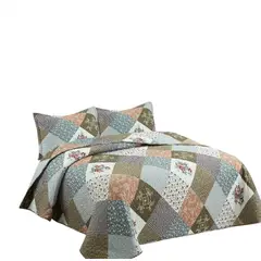 GENERICO - Cubrecama Quilt 2 plazas Cuadrille