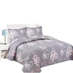 GENERICO - Cubrecama Quilt King Lavanda Flor