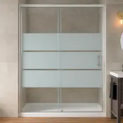 JOYTEK - Mampara Ajustable de Ducha Style 140-160 cm Líneas blancas