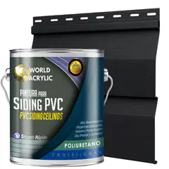 WORLD ACRYLIC - ESMALTE PU - GALÓN SIDING PVC Y PLÁSTICOS - NEGRO OBSIDIANA