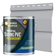 WORLD ACRYLIC - ESMALTE PU - GALÓN SIDING PVC Y PLÁSTICOS - CENIZA PLATA