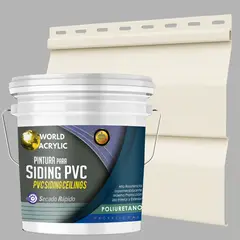 WORLD ACRYLIC - ESMALTE PU - TINETA 10 LITROS SIDING PCV PLASTICOS - MARFIL CLARO