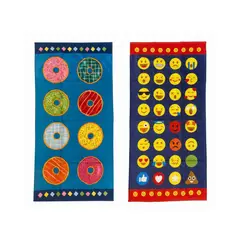 CHITECO - Pack 2 Toallas De Playa 100% Algodón 70x140cm Diseño Emoji Y Donas