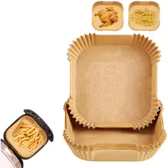 KUANGYE - Papel Air-fryer Freidora Descartable Cuadrado 20cm 300und Marrón Claro