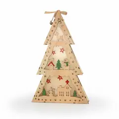 WAKESHOME - Árbol Navideño De Madera Escritorio Mini Arbolito De Navidad
