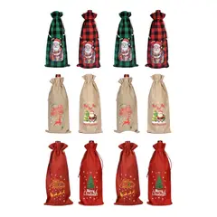 EVERSO - 12 Bolsas De Regalos Navidad Para Botellas De Vino Con Ciseño