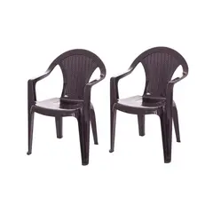 GENERICO - Pack 2 Sillas Terraza Ratan Glamour Con Brazos Cafe