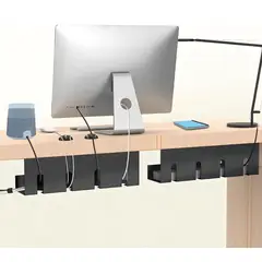MOMO - Bandeja Organizadora De Cables Bajo Escritorio - Pack De 2 Color Negro