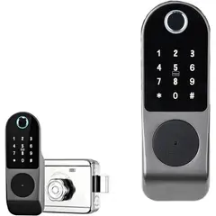 KUANGYE - Cerradura inteligente WIFI Tuya Smart Huella Digital Chapa de seguridad Con mando distancia y llave