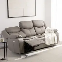VYS SPA - SOFA BILBAO BEIGE 3 CUERPOS RECLINACION ELECTRICA + USB