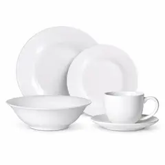HALLEN - Juego Set de Vajilla 30Pzas Porcelana Blanca Serena