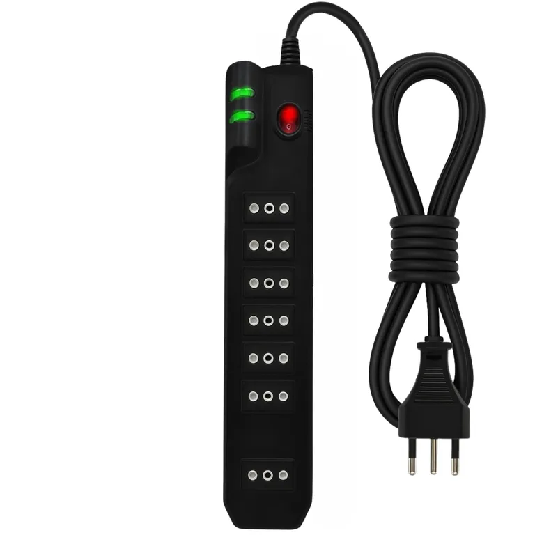 Alargador de 5 Metros - 7 Salidas con Proteción de Voltaje 2500W y Certificación SEC