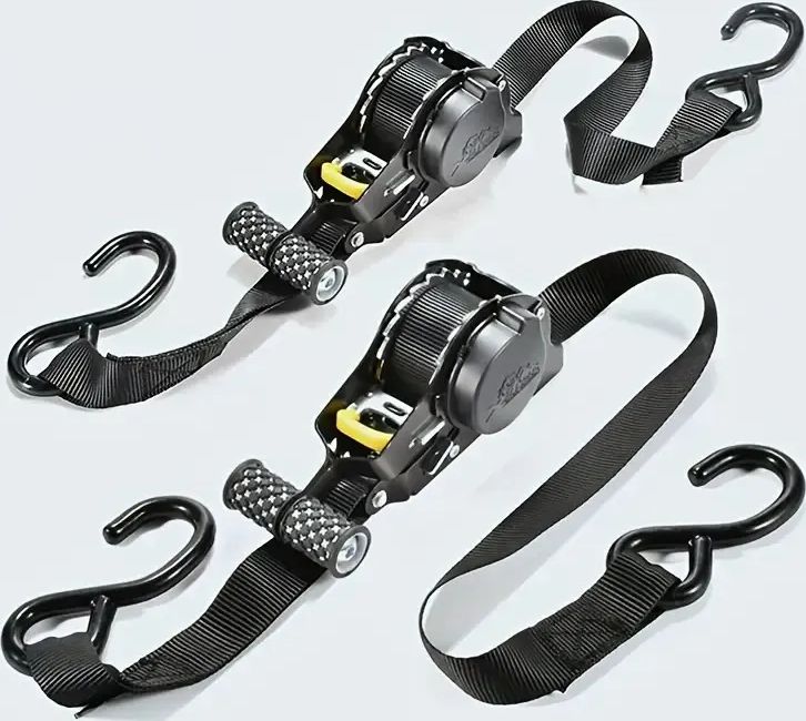 2pcs Correaeslinga Amarre Retráctil 25cmx33m Negro
