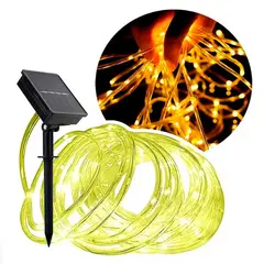 GENERICO - Luces Manguera Solar 10 Metros – Decorativa para Exterior e Interior Amarillo