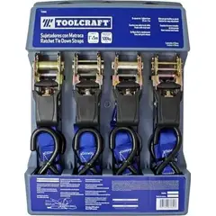 GENERICO - Juego 2 Eslinga Kit Cinta Amarre Con Ratchet 4mx25cm 800kg 223636