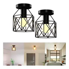YAYKO - Pack De 2 Lámparas De Techo Jaula Metálica Con Casquillo E27