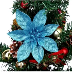 GENERICO - Flores Navideñas Con Clip 15cm Brillantes Con Glitter 12u