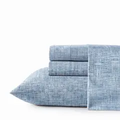 NAUTICA - Juego de sábanas 4 piezas microfibra 2 plazas tonos azules