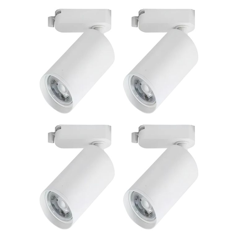 4 Focos Blancos Dirigible 7W Luz Neutra para Riel