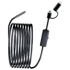 GENERICO - Cámara Endoscópica 5 Metros 8mm 2 En 1 Lightning + Tipo C