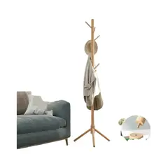 GENERICO - Perchero Colgador De Pie De Madera 175x42cm Armable 8 Gancho