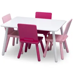 DELTA CHILDREN - Juego de mesa y 4 sillas infantil blanco rosa y fuccia