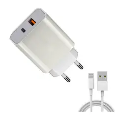 IRM - Cargador Para iPhone iPad Rapido 20w Tipo C + Usb Con Cable