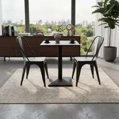 E CHAIRS BY MASLIAH - Juego De Mesa Melamina 60x60 + 2 Sillas Tolix Negras