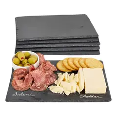 GENERICO - Tabla Piedra Pizarra Presentación Plato Rectangular 30x20cm Lisa Negro