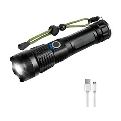 GENERICO - Linterna Led Alta Potencia Metalica Recargable 4000lm Blanco Negro