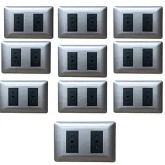 WANT - PACK 10 TOMACORRIENTE DOBLE 10A 250V GRIS /NEGRO CERTIFICADO SEC.