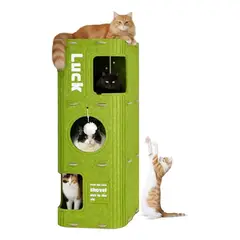 EVERSO - Torre De Árbol Casa Rascador Para Gatos Con Túnel Y Juguete - Verde