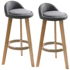 GENERICO - Pack2 Silla Piso Bar Madera Altura Taburete Respaldo Moderna - Madera