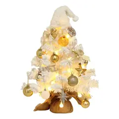 EVERSO - Mini Árbol Navidad Mesa 50cm Con Adornos Luces Led Y Música