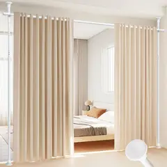 BLUEDREAMER - Separador de habitación barra de cortina sin perforar para separación de habitaciones