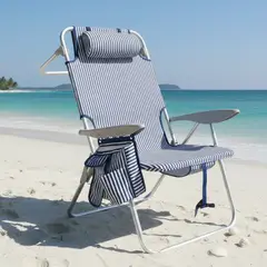 SUNSEEKER - Silla de Playa Alta Exterior Camping Plegable Gris
