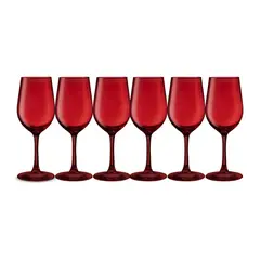 ALLEGRA - Set 6 Copas Vino Full Color Rojo 330mL De Vidrio