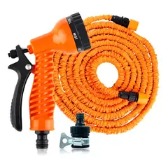 DAEWOO - Manguera Mágica Retráctil 15 Mts. Expandible + Pistola de Riego Naranja