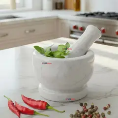 UTILISIMO - Mortero De Piedra Mármol Natural Pulido Para Moler Especies Cocina