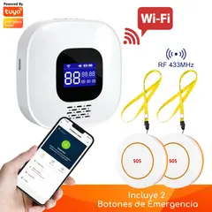 D MOTICA - Kit Alarma Inalámbrica Wifi Adulto Mayor-Enfermos + 2 Botones