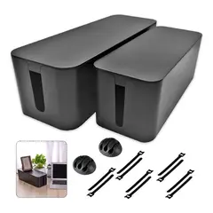 KINDA NICE - 2 Pcs Caja Organizadora De Cables Negro Escritorio