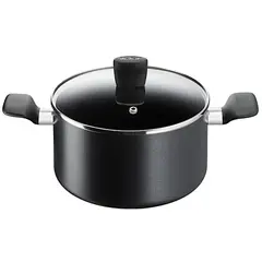 TEFAL - Olla 22 Cm Con Tapa Super Cook Marca Francesa Color Negro