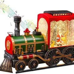 MOVI - Tren Navideño Decorativo con Luces y Movimiento de Nieve Santa Claus y Villancicos