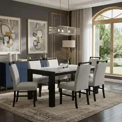 DANIELS - Juego de Comedor 6 Sillas Moderno Belice Blanco