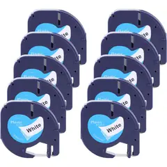KUANGYE - Pack 10 Cintas Rotuladoras Alternativa Compatible Con Dymo Letratag Blanco
